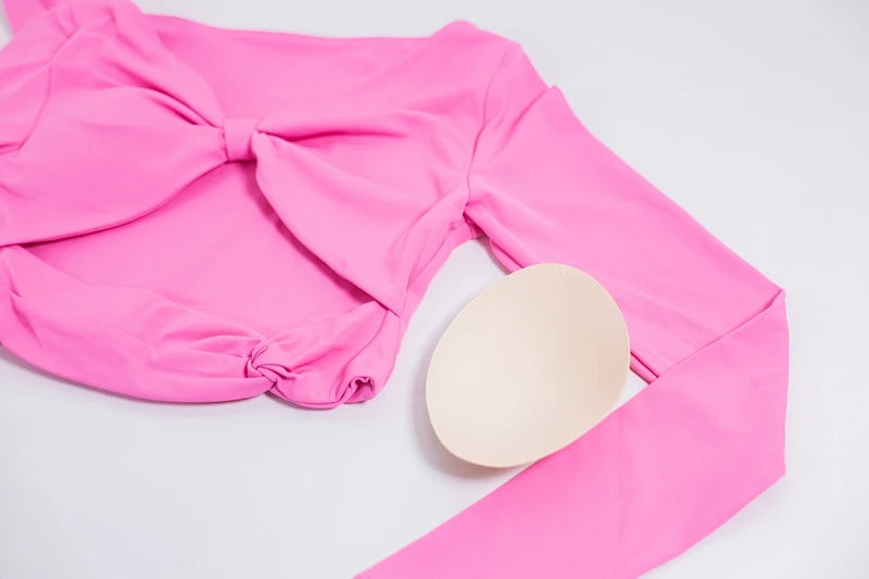QINACTIVE Women's Nylon Top Yoga long sleeved T-shirt detachable chest cushion tight pleated sports top waist tight yoga top