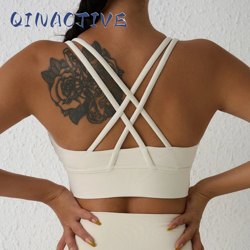 QINACTIVE 17 Colors Sports Bra For Women Gym Top Women's Bras Solid Color Nylon Yoga Bra Sexy Top  Breathable Underwear Fitness
