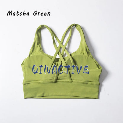 QINACTIVE 17 Colors Sports Bra For Women Gym Top Women's Bras Solid Color Nylon Yoga Bra Sexy Top  Breathable Underwear Fitness