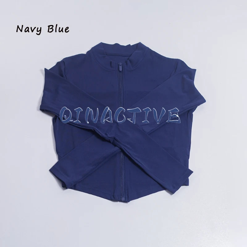 QINACTIVE Women's Fitness Jacket Quick Drying Tight Zipper Yoga Top Sports Long Sleeved Outerwear Running Yoga Coat