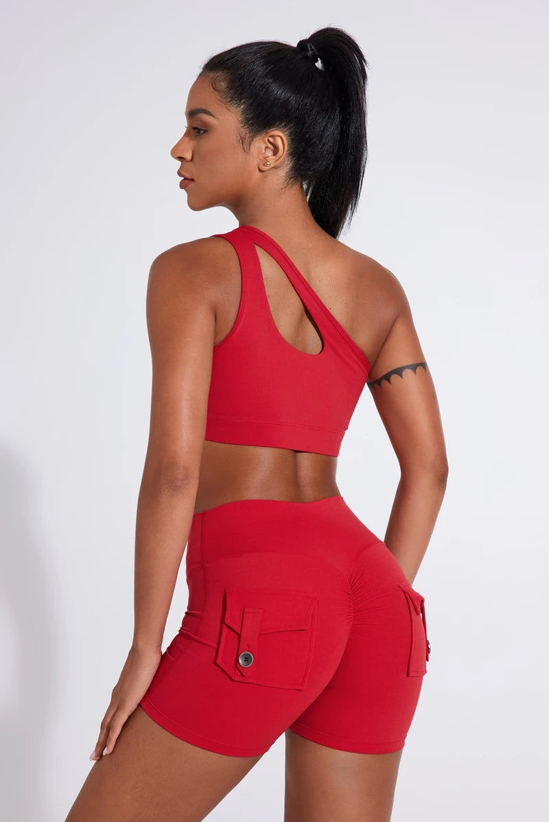QINACTIVE Women's Sexy One Shoulder Sports Bras Yoga Top Vest Quick-drying Yoga Gym Running Fitness Underwear
