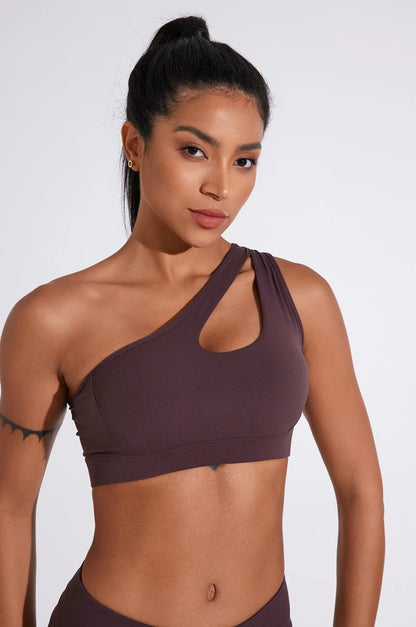 QINACTIVE Women's Sexy One Shoulder Sports Bras Yoga Top Vest Quick-drying Yoga Gym Running Fitness Underwear
