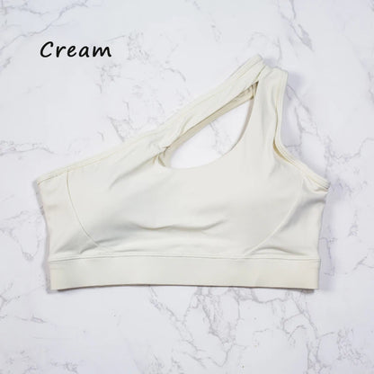 QINACTIVE Women's Sexy One Shoulder Sports Bras Yoga Top Vest Quick-drying Yoga Gym Running Fitness Underwear