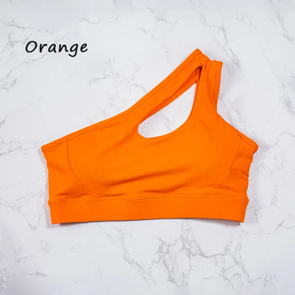 QINACTIVE Women's Sexy One Shoulder Sports Bras Yoga Top Vest Quick-drying Yoga Gym Running Fitness Underwear