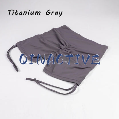 QINACTIVE Shorts Women High V Waist Drawstring Sports Shorts Cycling Biker Breathable Butt Crack Push Up Short Leggging Tights